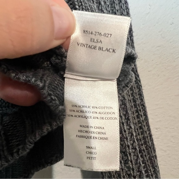 Rails Elsa Knit Sweater Vintage Black Gray Cropped Size Small Slouchy Oversized - Picture 9 of 10